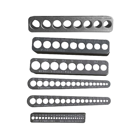 V-Drillguide 6 Piece Set - Complete set of Imperial and Metric V-DrillGuides by Big Gator Tools Big Gator Drill Set